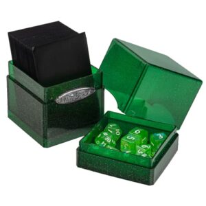 Ultra Pro - Satin Tower 100+ Standard Size Card Deck Box (Green Glitter) - Protect Your Gaming Cards, Sports Cards or Collectible Cards In Stylish Glitter Deck Box