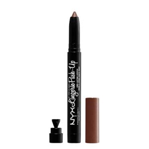 nyx professional makeup lip lingerie push-up long lasting plumping lipstick – teddy (warm rich brown)