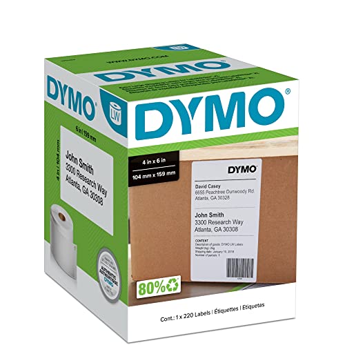 DYMO® LabelWriter® Shipping Labels for 4XL and 5XL Model, 1951462, White, 4" x 6", Roll of 220