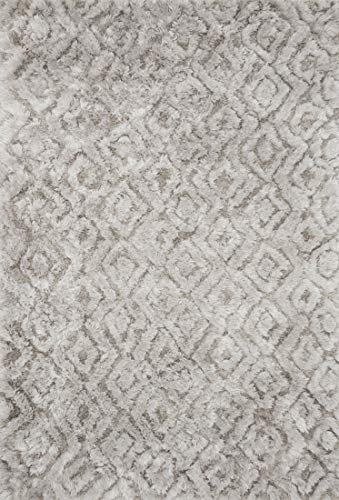 Loloi Caspia Collection by Justina Blakeney Shag Area Rug, 7'-6" x 9'-6", Silver