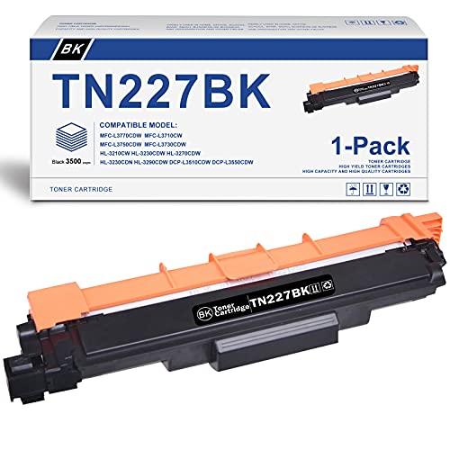 Hydr (Black,1-Pack) Compatible TN-227BK TN227BK High Yield Toner Cartridge Replacement Brother MFC-L3770CDW HL-3210CW HL-3230CDW HL-3270CDW HL-3230CDN HL-3290CDW DCP-L3550CDW Printer Toner Cartridge