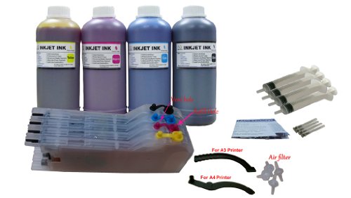 ND® LC71 LC75 LC79 Refillable Ink Cartridges CISS and 4 Bottles of 500ml Dye Ink Refill Kit for Brother MFC-J280W MFC-J425W MFC-J430w MFC-J435W MFC-J625DW MFC-J825DW MFC-J835DW.