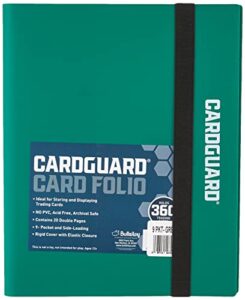 cardguard trading card pro-folio, 9-pocket side-loading pages, holds 360 cards, dark green
