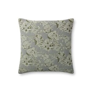 loloi chris loves julia x matilda pillow, 18” x 18”, silver sage