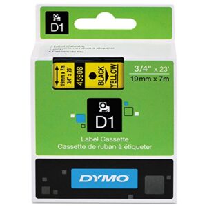 dymo 45808 d1 high-performance polyester removable label tape, 3/4 x 23 ft, black on yellow