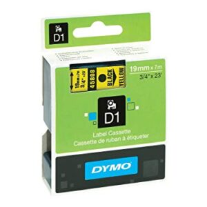 DYMO 45808 D1 High-Performance Polyester Removable Label Tape, 3/4 x 23 ft, Black on Yellow