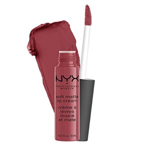nyx professional makeup soft matte lip cream, lightweight liquid lipstick – budapest (deep mauve with red undertone)