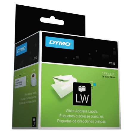 Dymo 30252 Labelwriter Address Labels, 1 1/8 X 3 1/2, White, 350 Labels/Roll, 2 Rolls/Pack