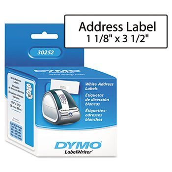 Dymo 30252 Labelwriter Address Labels, 1 1/8 X 3 1/2, White, 350 Labels/Roll, 2 Rolls/Pack