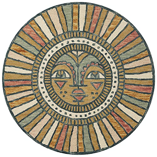 Loloi Justina Blakeney x Ayo Collection AYO-02 Gold/Multi Contemporary 5'-0" x 5'-0" Round Area Rug