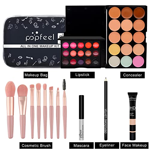 Makeup Kit All-in-one Makeup Gift Set for Women Full Kit, Include Makeup Brush Set, Eyeshadow Palette, Lip Gloss Set, Lipstick, Blush, Foundation, Concealer, Mascara, Eyebrow Pencil