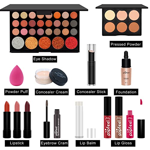 Makeup Kit All-in-one Makeup Gift Set for Women Full Kit, Include Makeup Brush Set, Eyeshadow Palette, Lip Gloss Set, Lipstick, Blush, Foundation, Concealer, Mascara, Eyebrow Pencil