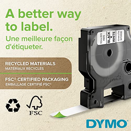 DYMO D1 High-Performance Flexible Nylon Labels | Authentic | 12mm x 5.5m Roll | Black Print on White | Self-Adhesive Labels for LabelManager Label Makers