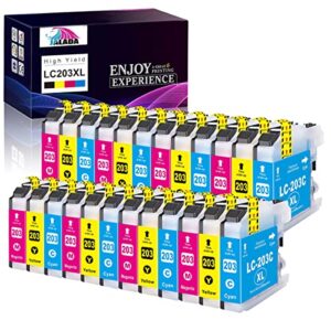 jalada compatible ink cartridge replacement for brother lc203 lc203xl lc201 lc201xl high yield for brother mfc-j460dw j480dw j485dw j680dw j880dw j885dw mfc-j4320dw j4420dw j4620dw printer (8c 8m 8y)
