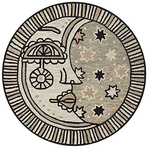 Loloi Justina Blakeney x Ayo Collection AYO-01 Grey/Natural Contemporary 5'-0" x 5'-0" Round Area Rug