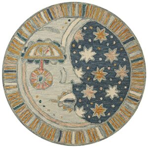 loloi justina blakeney x ayo collection ayo-01 ocean/sunrise contemporary 3′-0″ x 3′-0″ round accent rug