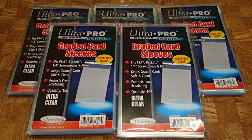 5 Ultra Pro Graded Card Sleeve Packs with Resealable Strip 500 Total (5 100ct Packages). Protects Graded Cards From Scratching and Dust. For Use w/ Beckett, Bgs, PSA and More.