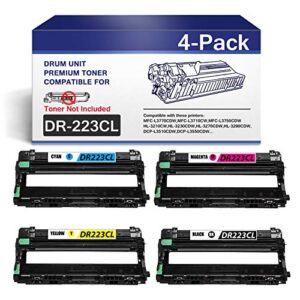 4pack (1bk+1c+1m+1y) dr223cl drum unit (toner not included) compatible replacement for brother mfc-l3770cdw l3710cw l3750cdw hl-3210cw 3230cdw dcp-l3510cdw printer drum.