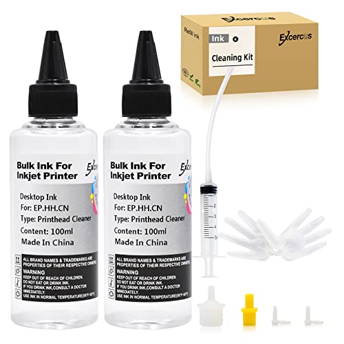 EXCERCUS Printhead Cleaning Kit Compatible for Brother Epson HP Canon Nozzle Inkjet EcoTank Officejet Deskjet Pixma Printers-Liquid Printers Head Cleaning Suit Solution 100ml, 5ml Premium Syringe