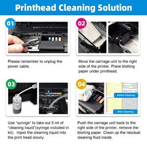 EXCERCUS Printhead Cleaning Kit Compatible for Brother Epson HP Canon Nozzle Inkjet EcoTank Officejet Deskjet Pixma Printers-Liquid Printers Head Cleaning Suit Solution 100ml, 5ml Premium Syringe