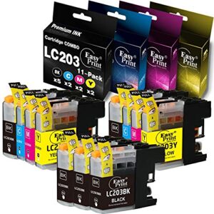 easyprint (5b+2c+2m+2y) compatible lc203xl ink cartridge replacement for brother lc-203xl used for mfc-j4320dw, mfc-j4420dw, mfc-j460dw, mfc-j480dw, mfc-j680dw, mfc-j880dw, mfc-j885dw, (11-pack)