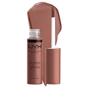 nyx professional makeup butter gloss brown sugar, non-sticky lip gloss – butterscotch (neutral light brown)