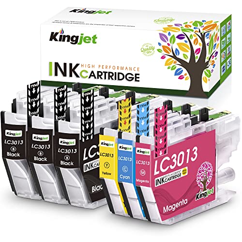 Kingjet LC3013 LC3011 Compatible Ink Cartridge Replacement for Brother LC3013 LC3011 LC-3013 use with MFC-J491DW MFC-J497DW MFC-J690DW MFC-J895DW Printers (3Black, 1Cyan, 1Magenta, 1Yellow)