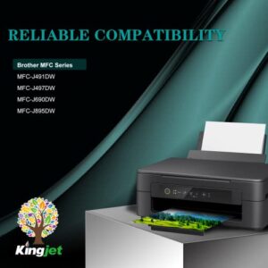 Kingjet LC3013 LC3011 Compatible Ink Cartridge Replacement for Brother LC3013 LC3011 LC-3013 use with MFC-J491DW MFC-J497DW MFC-J690DW MFC-J895DW Printers (3Black, 1Cyan, 1Magenta, 1Yellow)