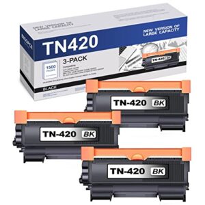 tn420 tn-420 toner cartridge compatible tn420 replacement for brother intellifax-2840 dcp-7060d 7065dn mfc-7240 7365dn 7860dw hl-2230 2240d 2270dw printer, bigspce tn420 3 pack black