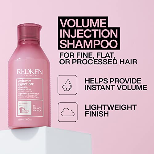 Redken Volume Injection Shampoo | For Fine Hair | Adding Lift & Body | Paraben Free | 10.1 Fl Oz (Pack of 1)