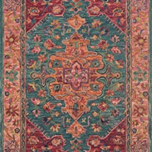 Loloi Rugs, Zharah Collection - Teal / Berry Area Rug, 1'6" x 1'6"