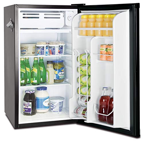 FRIGIDAIRE EFR376-BLACK 3.1 Cu Ft Black Retro Bar Fridge with Side Bottle Opener