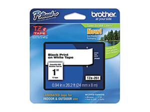brother tze-251 24mm (1 ), length of 8m, black on white label tape,