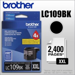 Brother LC109BK Inkjet Cartridge, Black, 2400 pg, HY. for: MFC-J6520DW, J6720DW, J6920DW LC109BK
