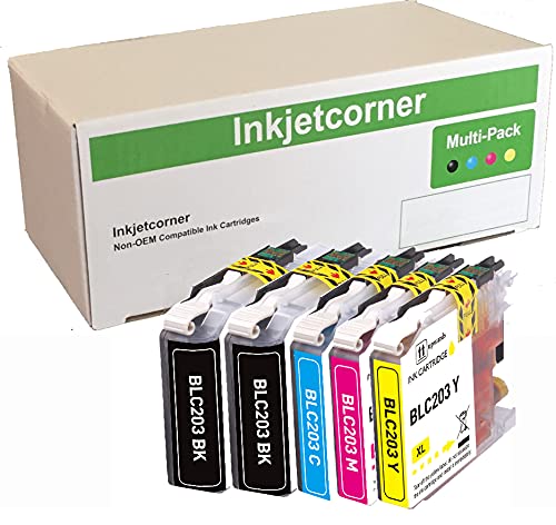 Inkjetcorner Compatible Ink Cartridges Replacement for LC203 LC203XL for use with MFC-J460DW MFC-J480DW MFC-J485DW MFC-J680DW MFC-J880DW MFC-J885DW (2 Black, 1 Cyan, 1 Magenta, 1 Yellow, 5-Pack)