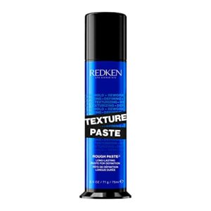 redken texture paste hair styling paste for definition | adds long-lasting style & definition | relaxed & deconstructed styling | rough paste | medium hold | for all hair types | 2.5 oz