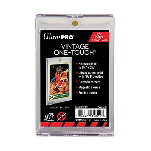 Ultra PRO - 35 pt. Vintage One Touch Sports Cards Holder and Protector - Perfect for showing off and Protecting your Valuable Sports Cards and Collectible Trading Cards, Safe Secure Magnetic Closure