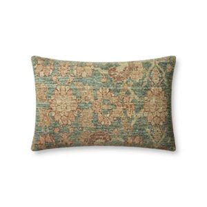 loloi angela rose x clay collection teal/terracotta, 13” x 21” cover only pillow