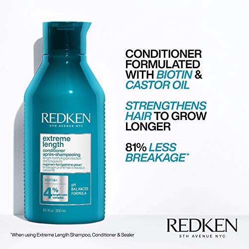 Redken Extreme Length Conditioner | For Hair Growth | Fortifies, Strengthens & Conditions Hair | Infused With Biotin | 10.1 Fl Oz (Pack of 1)