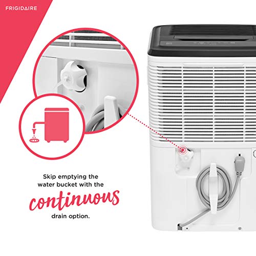 Frigidaire FFAD5033W1 Dehumidifier, High Humidity 50 Pint Capacity with a Easy-to-Clean Washable Filter and Custom Humidity Control for maximized comfort, in White