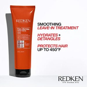 Redken Frizz Dismiss Rebel Tame Heat Protective Leave-In Cream | Hydrating Frizz Control | Anti Frizz Hair Protection | Sulfate Free | 8.5 Fl Oz