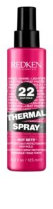 redken thermal spray 22 high hold | thermal heat protectant and setting mist | for curling and flat irons | lasting frizz control | protects against heat damage | all hair types | 4.2 oz