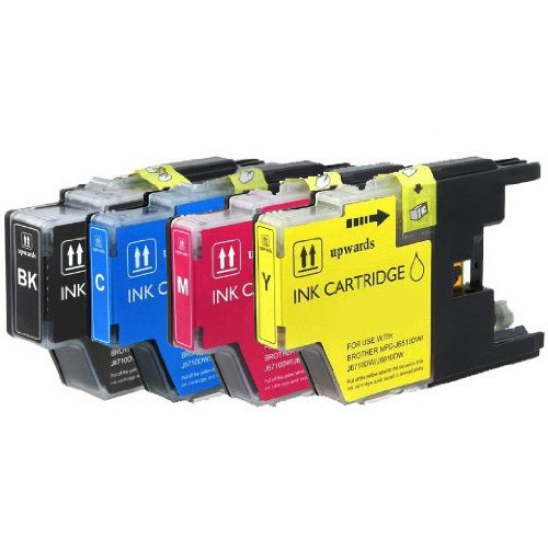 Inkpro LC75 Black Color Ink Compatible Replacements for Brother LC-71 LC-75 MFC-J280W MFC-J425W MFC-J430W MFC-J435W LC75 (4Pack-1Black,1Cyan,1Magenta,1Yellow)