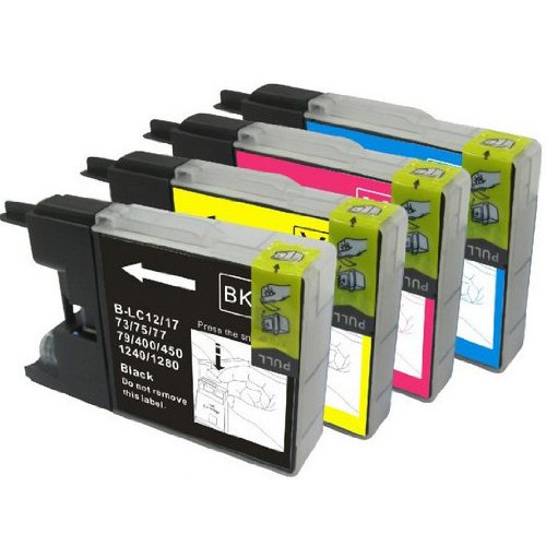 Inkpro LC75 Black Color Ink Compatible Replacements for Brother LC-71 LC-75 MFC-J280W MFC-J425W MFC-J430W MFC-J435W LC75 (4Pack-1Black,1Cyan,1Magenta,1Yellow)