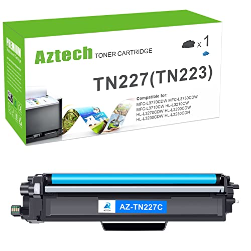 Aztech Compatible TN227 TN227C Toner: Cartridge Replacement for Brother TN227 TN227C TN-227C TN223C MFC-L3750CDW MFC-L3770CDW HL-L3290CDW HL-L3270CDW HL-L3230CDW MFC-L3710CW Printer (Cyan, 1-Pack)