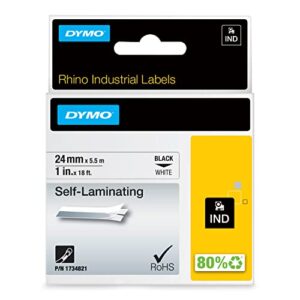 dymo industrial rhinopro self-laminating labels for dymo industrial rhino label makers, black on white, 1″, 1roll (1734821)