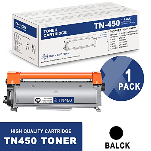 NUCA High Yield TN 450 Compatible TN-450 1-Pack TN450 Black Cartridges Replacement for Brother HL-2275DW HL-2280DW MFC-7240 MFC-7360N MFC-7365DN Printer (3,000 Yield/Toner Cartridge)