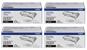 brother genuine high yield black toner cartridge 4-pack, tn850, replacement black toner, page yield up to 8,000 pages each