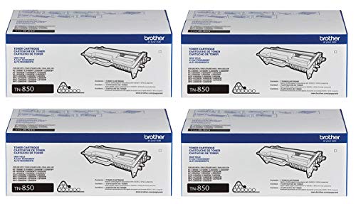 Brother Genuine High Yield Black Toner Cartridge 4-Pack, TN850, Replacement Black Toner, Page Yield Up to 8,000 Pages Each