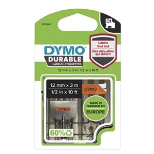 dymo d1 durable labeling tape for labelmanager label makers, black print on orange tape, 1/2″ w x 10′ l, 1 cartridge (1978367), dymo authentic